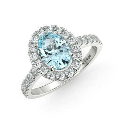 Aquamarine And Diamond Halo Engagement Ring Profile Picture